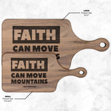 Bible Verse Hardwood Paddle Cutting Board - Faith Can Move Mountains ~Matthew 17:20~ Design 2