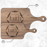 Bible Verse Hardwood Paddle Cutting Board - Walk By Faith ~2 Corinthians 5-7~ Design 4