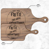 Bible Verse Hardwood Paddle Cutting Board - Faith Can Move Mountains ~Matthew 17:20~ Design 7