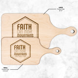 Bible Verse Hardwood Paddle Cutting Board - Faith Can Move Mountains ~Matthew 17:20~ Design 10