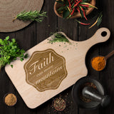 Bible Verse Hardwood Paddle Cutting Board - Faith Can Move Mountains ~Matthew 17:20~ Design 6