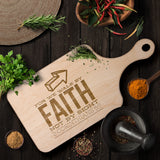 Bible Verse Hardwood Paddle Cutting Board - Walk By Faith ~2 Corinthians 5-7~ Design 5