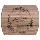 Products Bible Verse Hardwood Oval Cutting Board - Lead Me To The Rock ~Psalm 61:2~ Design 19