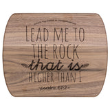 Products Bible Verse Hardwood Oval Cutting Board - Lead Me To The Rock ~Psalm 61:2~ Design 7