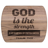 Products Bible Verse Hardwood Oval Cutting Board - God Is The Strength Of My Heart ~Psalm 73:26~ Design 2