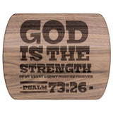 Products Bible Verse Hardwood Oval Cutting Board - God Is The Strength Of My Heart ~Psalm 73:26~ Design 3