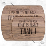 Products Bible Verse Hardwood Oval Cutting Board - Lead Me To The Rock ~Psalm 61:2~ Design 11