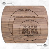 Products Bible Verse Hardwood Oval Cutting Board - Lead Me To The Rock ~Psalm 61:2~ Design 8