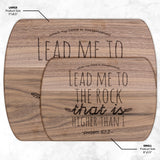 Products Bible Verse Hardwood Oval Cutting Board - Lead Me To The Rock ~Psalm 61:2~ Design 7