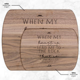 Products Bible Verse Hardwood Oval Cutting Board - Lead Me To The Rock ~Psalm 61:2~ Design 3