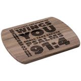 Products Bible Verse Hardwood Oval Cutting Board - Under His Wings You Shall Take Refuge ~Psalm 91:4~ Design 1