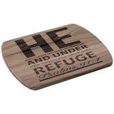Products Bible Verse Hardwood Oval Cutting Board - Under His Wings You Shall Take Refuge ~Psalm 91:4~ Design 4