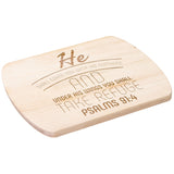 Products Bible Verse Hardwood Oval Cutting Board - Under His Wings You Shall Take Refuge ~Psalm 91:4~ Design 7
