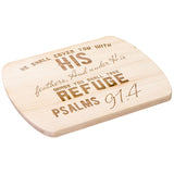 Products Bible Verse Hardwood Oval Cutting Board - Under His Wings You Shall Take Refuge ~Psalm 91:4~ Design 6