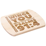 Products Bible Verse Hardwood Oval Cutting Board - Under His Wings You Shall Take Refuge ~Psalm 91:4~ Design 1