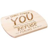 Products Bible Verse Hardwood Oval Cutting Board - Under His Wings You Shall Take Refuge ~Psalm 91:4~ Design 10