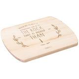Products Bible Verse Hardwood Oval Cutting Board - Lead Me To The Rock ~Psalm 61:2~ Design 10