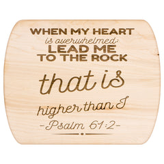Products Bible Verse Hardwood Oval Cutting Board - Lead Me To The Rock ~Psalm 61:2~ Design 18