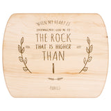 Products Bible Verse Hardwood Oval Cutting Board - Lead Me To The Rock ~Psalm 61:2~ Design 10