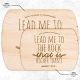 Products Bible Verse Hardwood Oval Cutting Board - Lead Me To The Rock ~Psalm 61:2~ Design 7