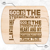 Products Bible Verse Hardwood Oval Cutting Board - God Is The Strength Of My Heart ~Psalm 73:26~ Design 5