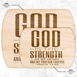 Products Bible Verse Hardwood Oval Cutting Board - God Is The Strength Of My Heart ~Psalm 73:26~ Design 19