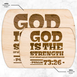 Products Bible Verse Hardwood Oval Cutting Board - God Is The Strength Of My Heart ~Psalm 73:26~ Design 3