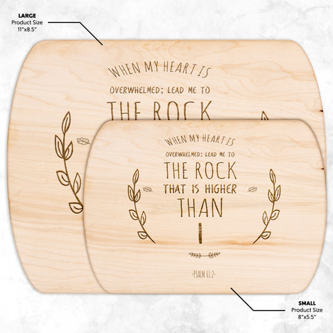 Products Bible Verse Hardwood Oval Cutting Board - Lead Me To The Rock ~Psalm 61:2~ Design 10