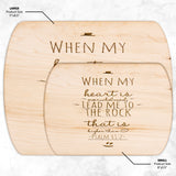 Products Bible Verse Hardwood Oval Cutting Board - Lead Me To The Rock ~Psalm 61:2~ Design 3