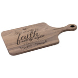 Products Bible Verse Hardwood Paddle Cutting Board - Walk By Faith ~2 Corinthians 5-7~ Design 11