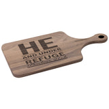 Products Bible Verse Hardwood Paddle Cutting Board - Under His Wings You Shall Take Refuge ~Psalm 91:4~ Design 4