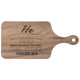 Products Bible Verse Hardwood Paddle Cutting Board - Under His Wings You Shall Take Refuge ~Psalm 91:4~ Design 7