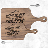 Products Bible Verse Hardwood Paddle Cutting Board - Lead Me To The Rock ~Psalm 61:2~ Design 14