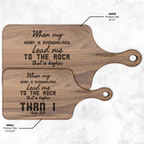 Products Bible Verse Hardwood Paddle Cutting Board - Lead Me To The Rock ~Psalm 61:2~ Design 6