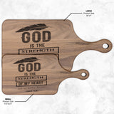 Products Bible Verse Hardwood Paddle Cutting Board - God Is The Strength Of My Heart ~Psalm 73:26~ Design 13