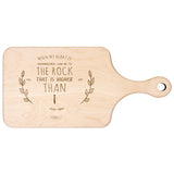 Products Bible Verse Hardwood Paddle Cutting Board - Lead Me To The Rock ~Psalm 61:2~ Design 10