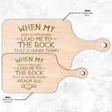 Products Bible Verse Hardwood Paddle Cutting Board - Lead Me To The Rock ~Psalm 61:2~ Design 17