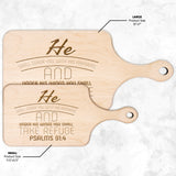Products Bible Verse Hardwood Paddle Cutting Board - Under His Wings You Shall Take Refuge ~Psalm 91:4~ Design 7
