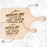 Products Bible Verse Hardwood Paddle Cutting Board - Lead Me To The Rock ~Psalm 61:2~ Design 14