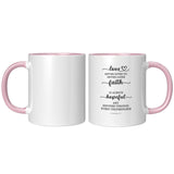 Typography Dishwasher Safe Accent Mugs - Love Never Loses Faith ~1 Corinthians 13:7~