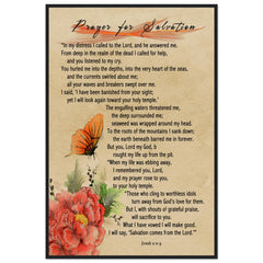 Museum-Quality Premium Wooden Framed Poster | Prayer for Salvation ~Jonah 2:2-9~ (2 Designs - Butterfly)