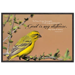 Museum-Quality Premium Wooden Framed Poster | God Is My Defense, My God Of Mercy ~Psalm 59:17~