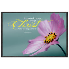Museum-Quality Premium Wooden Framed Poster | Christ Strengthens Me ~Philippians 4:13~