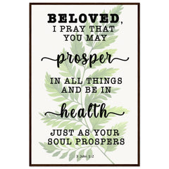 Minimalist Typography Framed Poster | Prosper In All Things & Be In Health ~3 John 1:2~ (5 Designs)