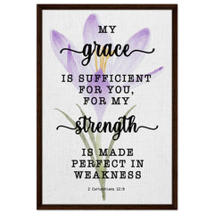 Minimalist Typography Framed Canvas | Strength Made Perfect ~2 Corinthians 12:9~ (5 Designs)