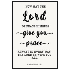 Minimalist Typography Framed Poster | The Lord Gives Peace ~2 Thessalonians 3:16~ (5 Designs)