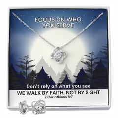 We Walk By Faith, Not By Sight (2 Corinthians 5:7) | Love Knot Necklace & Earring Set