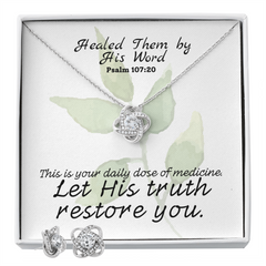 Healed Them By His Words (Psalm 107:20) | Love Knot Necklace & Earring Set
