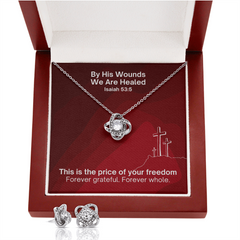 By His Wounds We Are Healed (Isaiah 53:5) | Love Knot Necklace & Earring Set