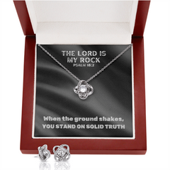 The Lord Is My Rock (Psalm 18:2) | Love Knot Necklace & Earring Set